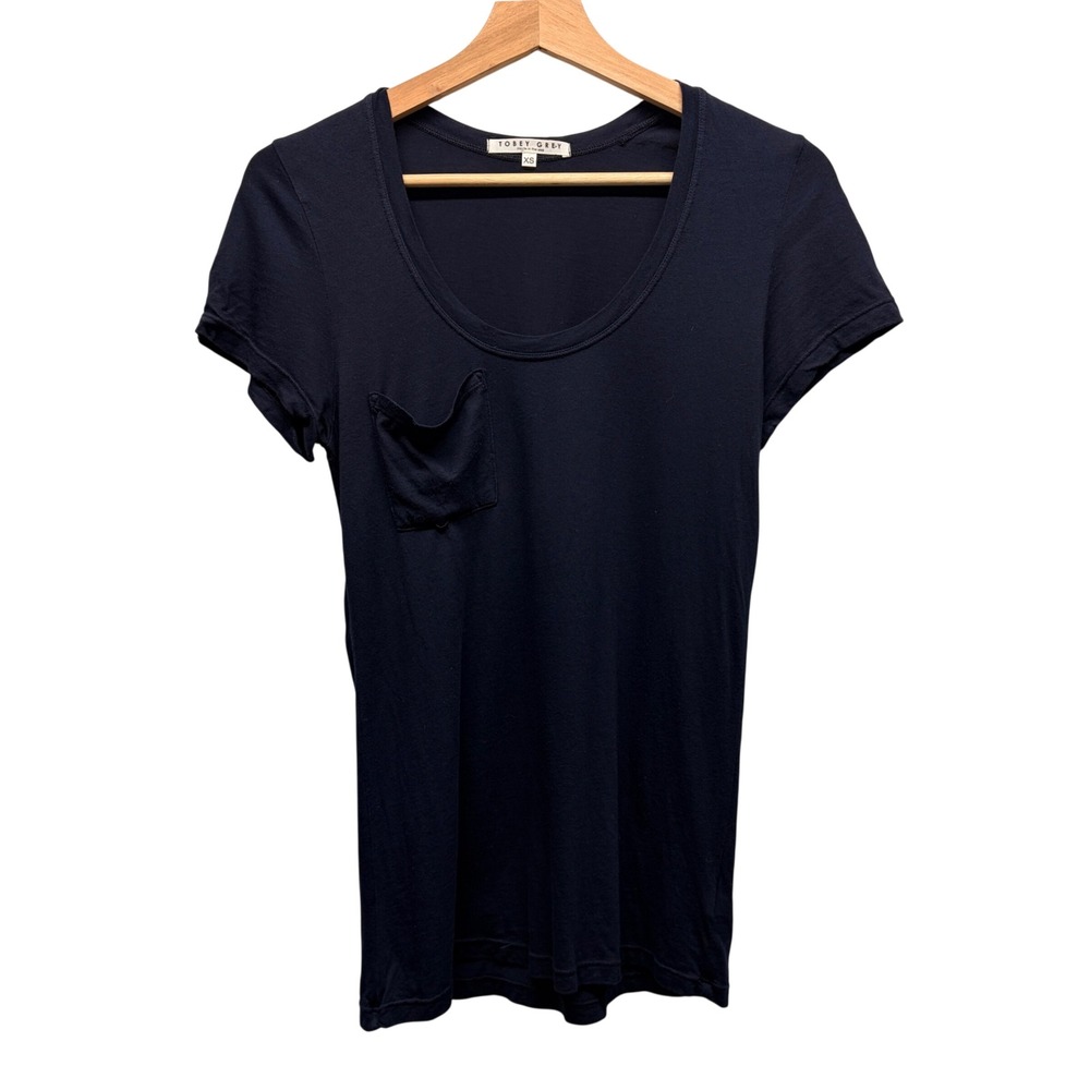 Tobey Grey Supima Modal Pocket Tee Navy Womens XS Minimalist Capsule Gorpcore